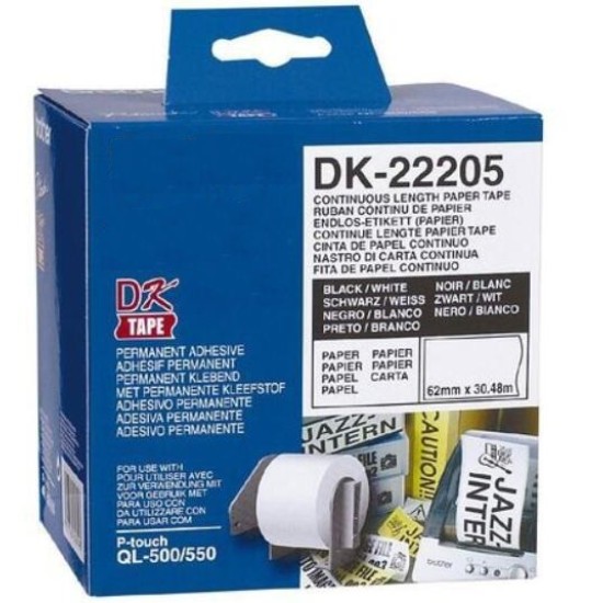 DK22205 Brother 62MM P-Touch Paper Tape Tonerink Brand DK22205 Brother 62MM P-Touch Paper Tape Tonerink Brand