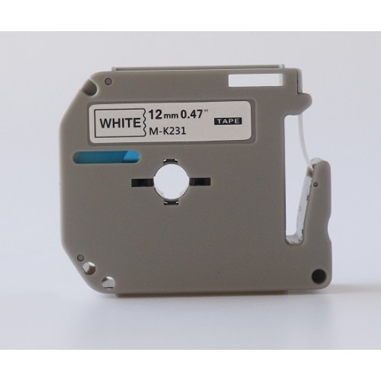 MK231 Brother 12mm Black Text On White Tape - 8 metres Tonerink Brand